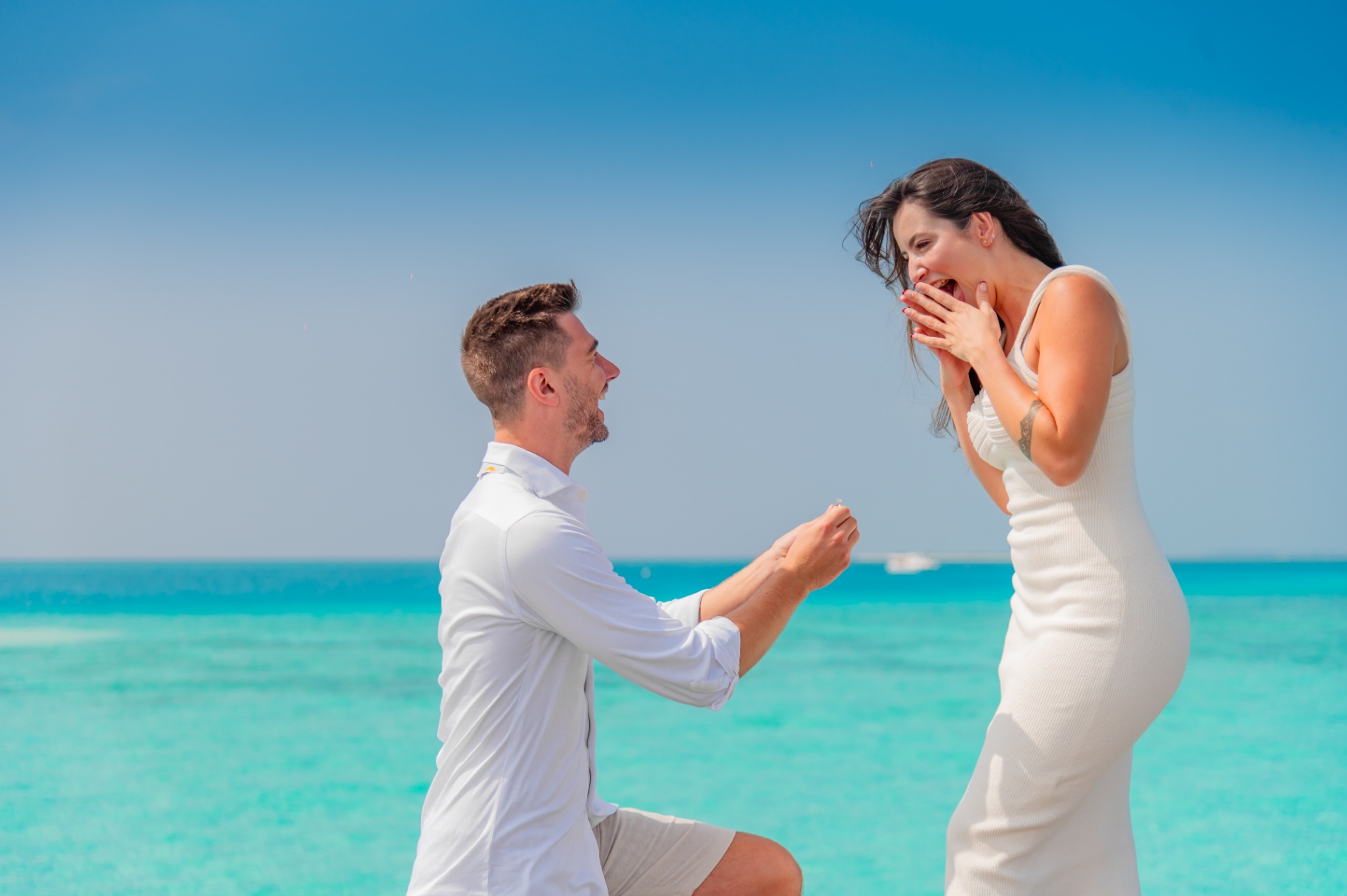 Beach proposal in the Maldives