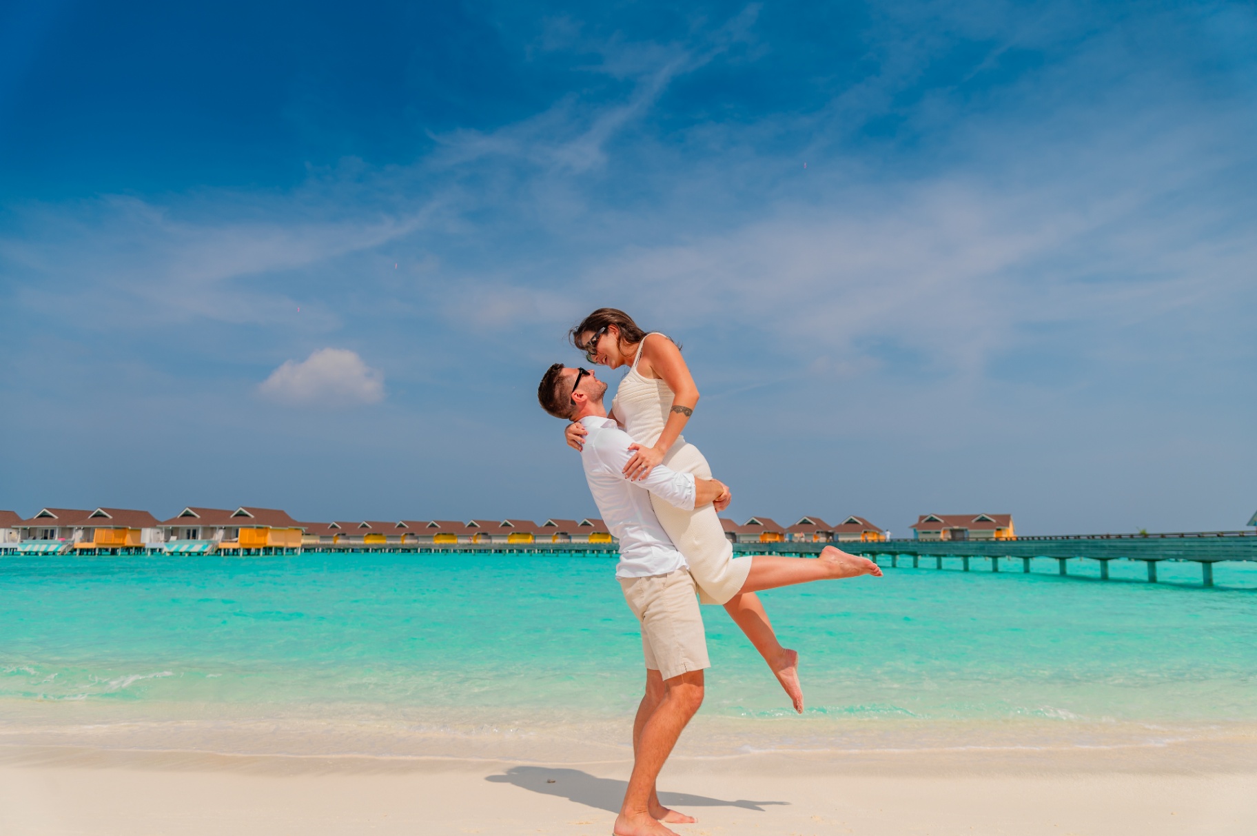 Lifted into the air on the beach